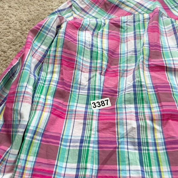 Talbot's Shirt Womens Large Button Up Top Pastel Plaid Lightweight Madras Preppy - Picture 8 of 8